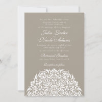 Silver Pale Taupe Whimsical Floral Mandala Wedding