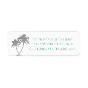 Silver Palm Tree Tropical Beachy Address