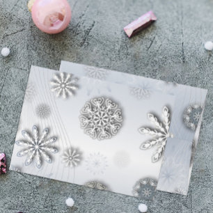 Silver Paper Cut Snowflake Winter Wedding Envelope