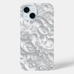 Silver Paper Quilling Daisy Design iPhone 15 Case