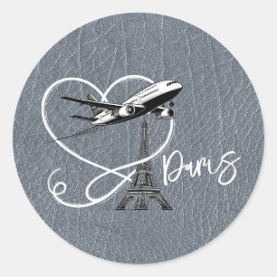 Silver Paris Passport  Classic Round Sticker