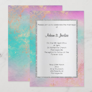 Silver Pastel Marble ELEGANT CLASSY WEDDING Invitation