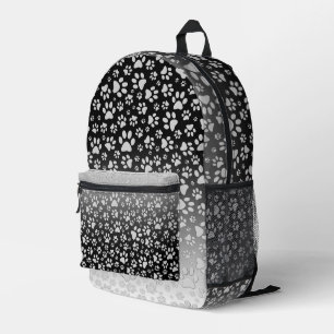 Silver pattern paws on gradient background printed backpack