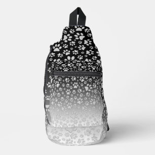 Silver pattern paws on gradient background sling bag