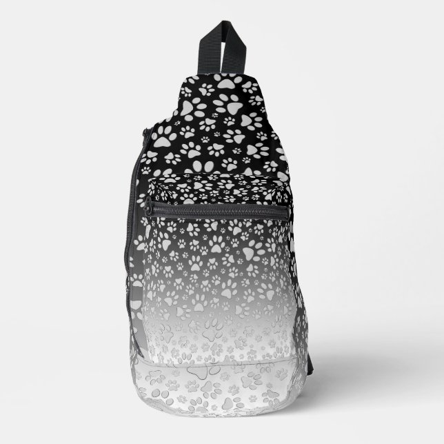 Silver pattern paws on gradient background sling bag (Front)