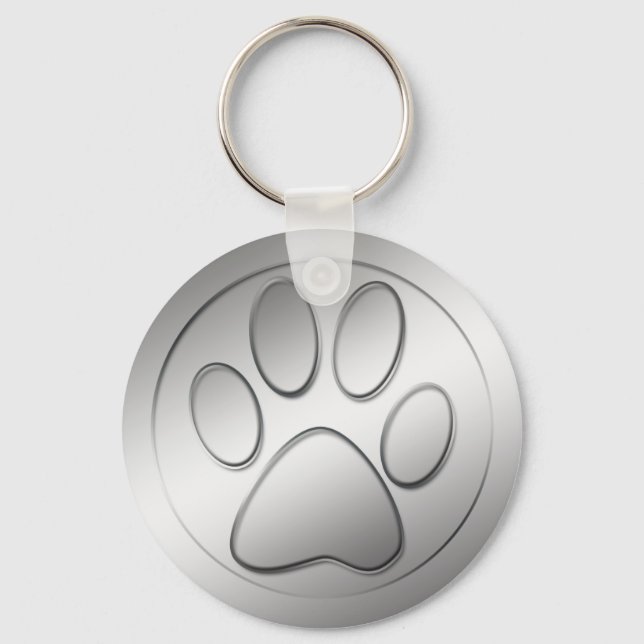 SILVER PAW PRINT KEY RING (Front)