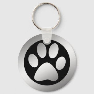 SILVER PAW PRINT KEY RING