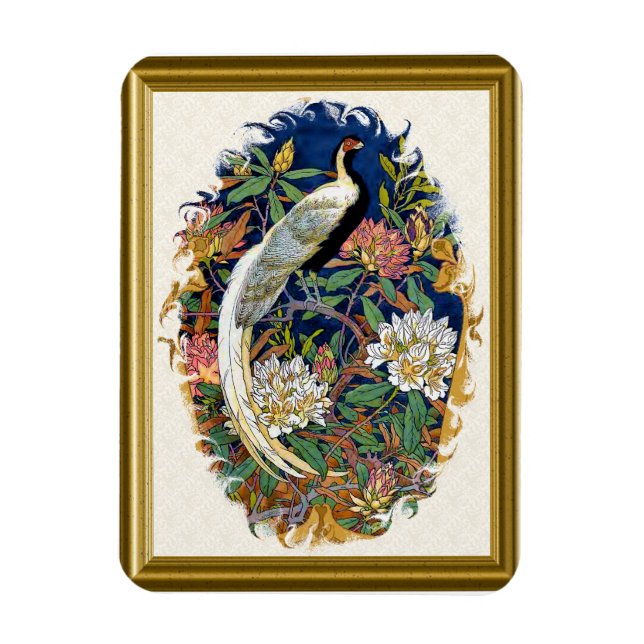 Silver Peacock Magnet (Vertical)
