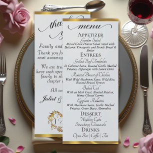 Silver Pearl/Gold - Monogram & Thank You Menu