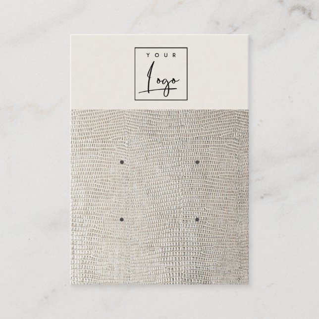 Silver Pearl Leather Texture 2 Earring Display Business Card (Front)