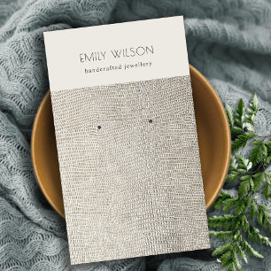 Silver Pearl Leather Texture Earring Display Business Card