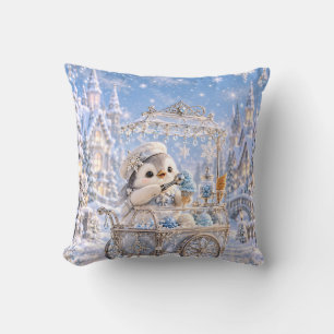 Silver Penguin Ice Cream Winter Palace Cushion