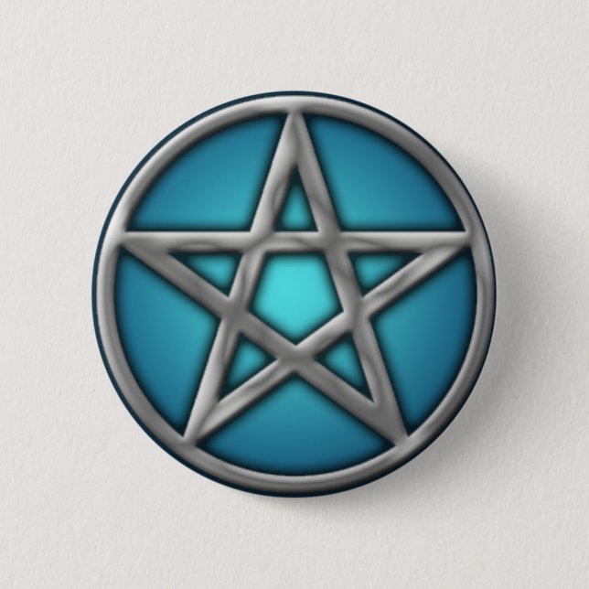 Silver Pentacle on Water 6 Cm Round Badge (Front)