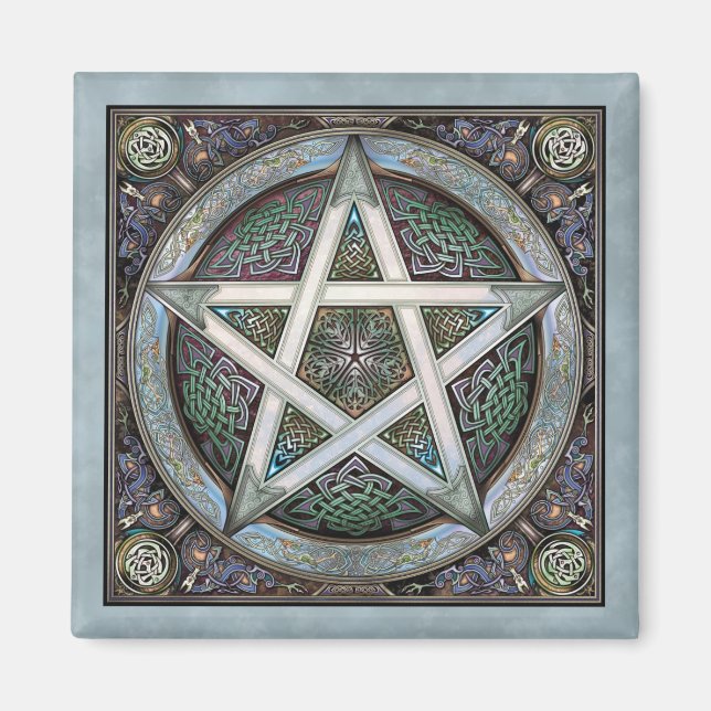 Silver Pentacle Square Magnet (Front)