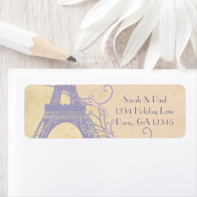 Silver Peony Damask Lavender Vintage Eiffel Tower (Insitu)