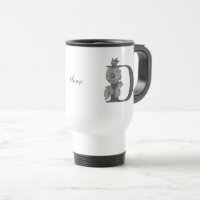 Silver Peony Elegant Monogram Initial D Name