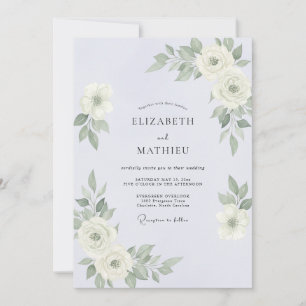 Silver Periwinkle Foliage Eucalyptus Wedding Invitation