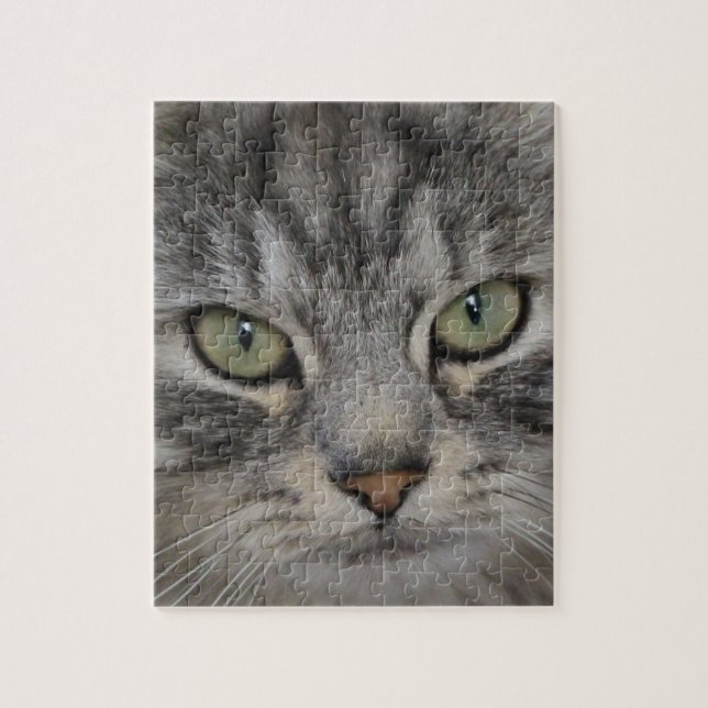 Silver Persian Cat Face Jigsaw Puzzle (Vertical)