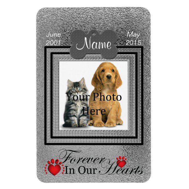 Silver Personal Cat or Dog Memorial - Forever Magnet (Vertical)