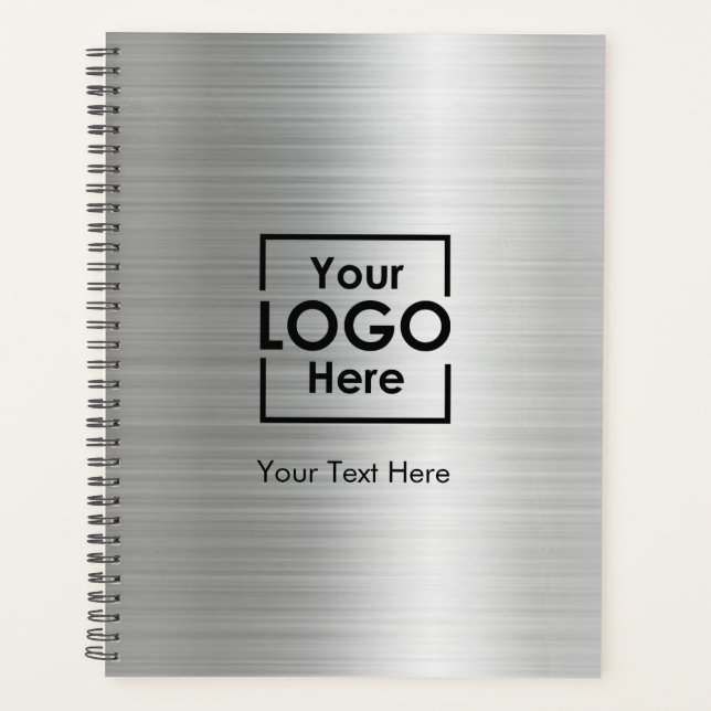 Silver Personalised Business Logo Text Corporate Planner (Front)
