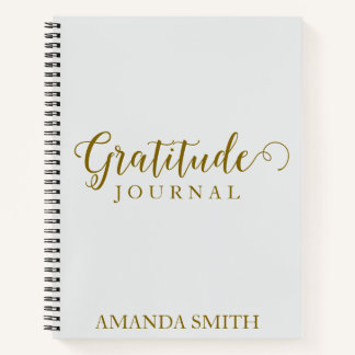 Silver Personalised Gratitude Journal Gold Print 
