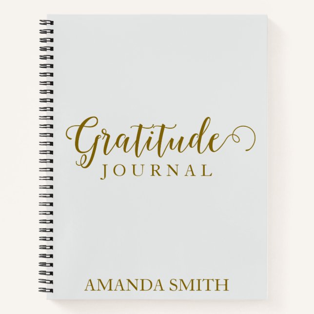 Silver Personalised Gratitude Journal Gold Print  (Front)