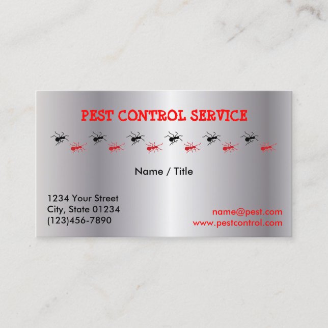 Silver Pest Service Single Sided Business Card (Front)