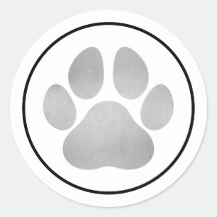 Silver Pet Lover Paw Print Holiday Classic Round Sticker