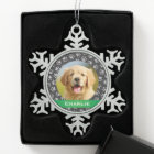 Silver Pet Paw Prints Green Custom Dog Name Photo