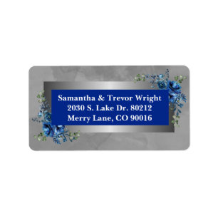 Silver Petals: Blue Blossoms Return Address Labels