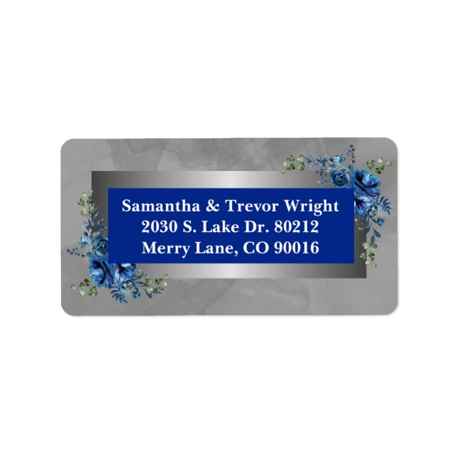 Silver Petals: Blue Blossoms Return Address Labels (Front)