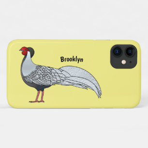 Silver pheasant bird cartoon illustration Case-Mate iPhone case