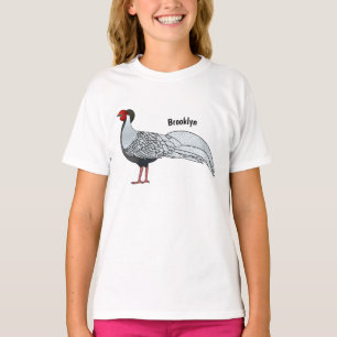 Silver pheasant bird cartoon illustration T-Shirt