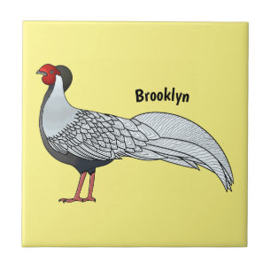 Silver pheasant bird cartoon illustration tile