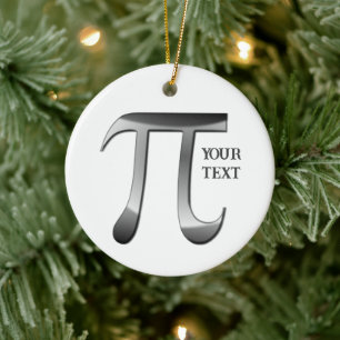Silver Pi Symbol Photo Christmas Ceramic Tree Decoration