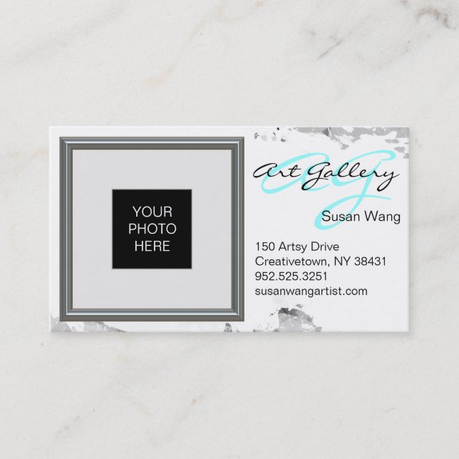 silver picture frame layout custom business card (Front)