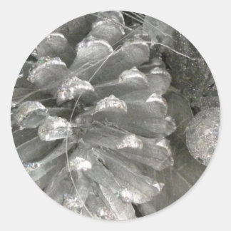 Silver Pine Cone Stickers