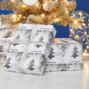 Silver Pine Tree,Balls Merry Christmas Wrapping Paper