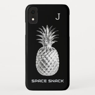 Silver Pineapple Space Snack Fruit Monogrammed Case-Mate iPhone Case