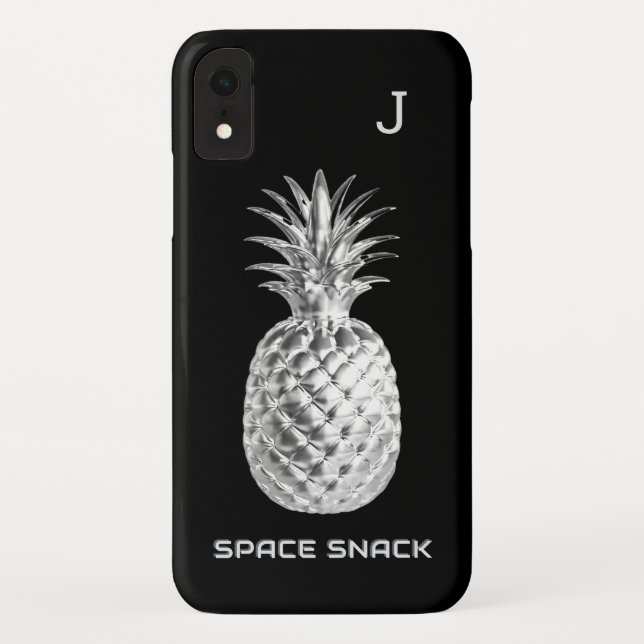 Silver Pineapple Space Snack Fruit Monogrammed Case-Mate iPhone Case (Back)