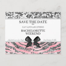 Silver Pink Bachelorette Weekend Save the Date