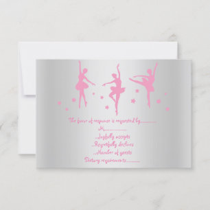 SILVER PINK BALLERINA RSVP INVITATION