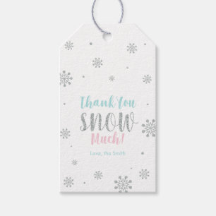 Silver, Pink & Blue Winter Wonderland Thank you Gift Tags
