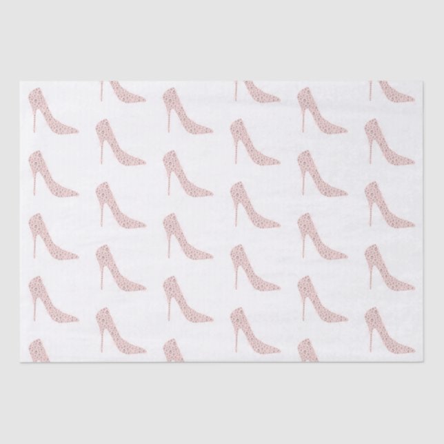 Silver Pink Diamond High Heels Bridal Shower Tissue Paper (Front)