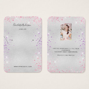 Silver pink earrings photo display card