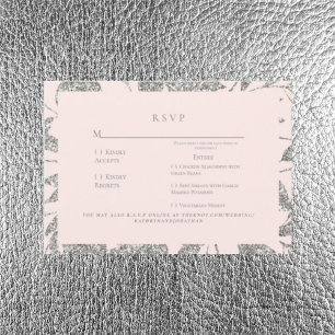 Silver & Pink Elegant Wedding RSVP  Card