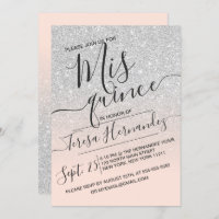 Silver Pink Faux Sparkly Glitter Ombre Quinceañera