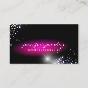 Silver Pink gems diamonds jewellery Business Card
