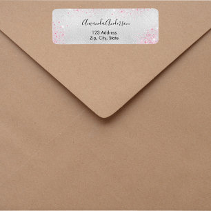 Silver pink glitter return address