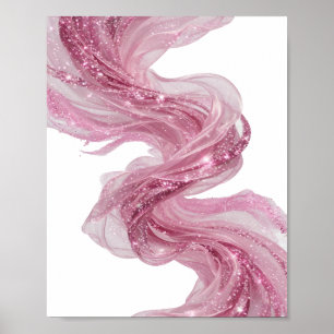 Silver PINK GLITTERING FABRIC WITH SPARKLES Poster